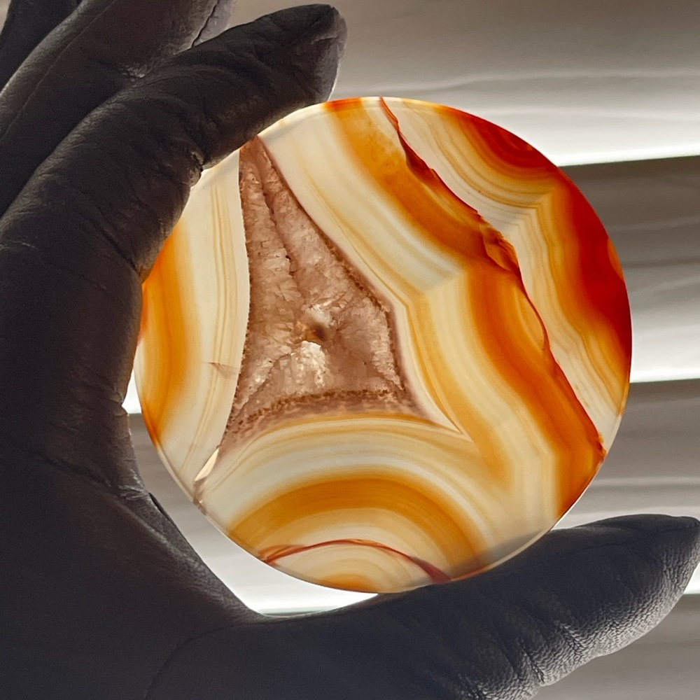 Agate Art Piece - Carnelian Hand carved coaster/display piece